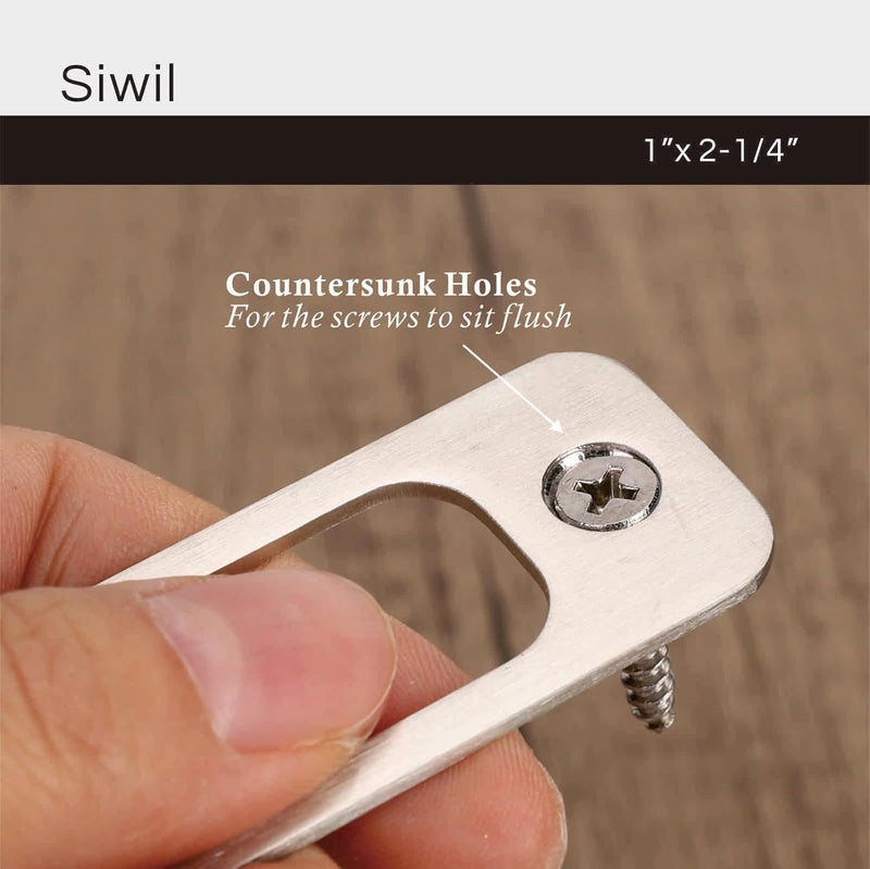Siwil Round Corner Deadbolt Strike Plate, 1" X 2 1/4“ Door Backplate, Stainless Steel – 1 Pack, Brushed Nickel - Image 3